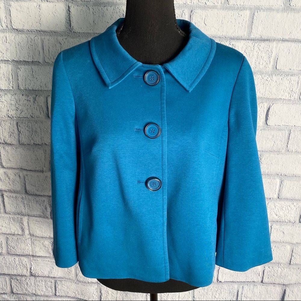 Talbots teal cropped Jacket.  New with tags still in Talbots packaging